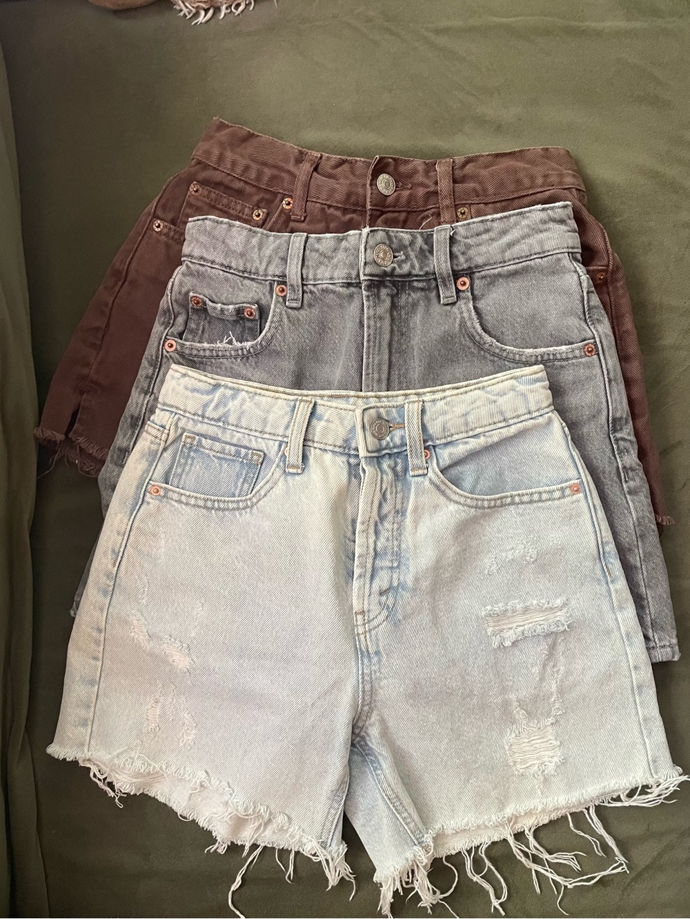 3 Pack High Rise Denim Shorts Size 0